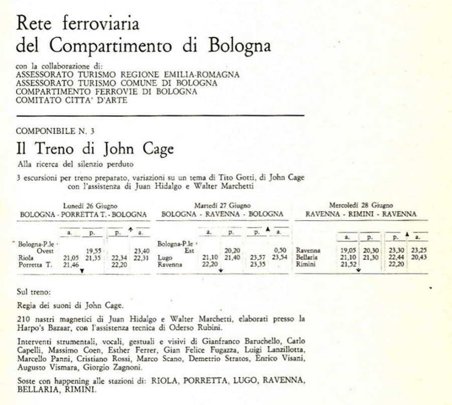John Cage's train schedule